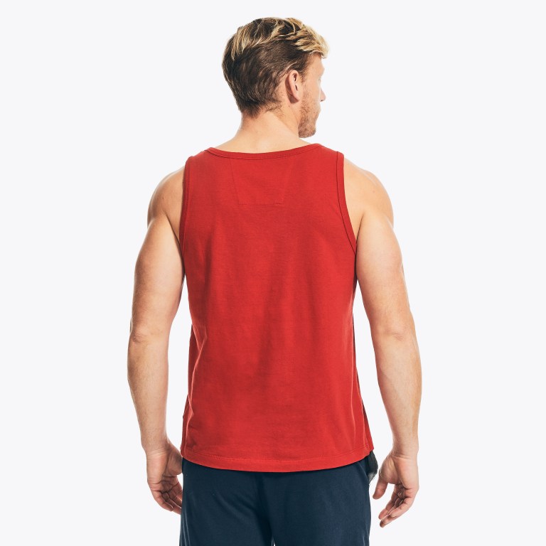 Men's Nautica Logo Graphic Sleep Tank T Shirts Red | fkH2xdVS