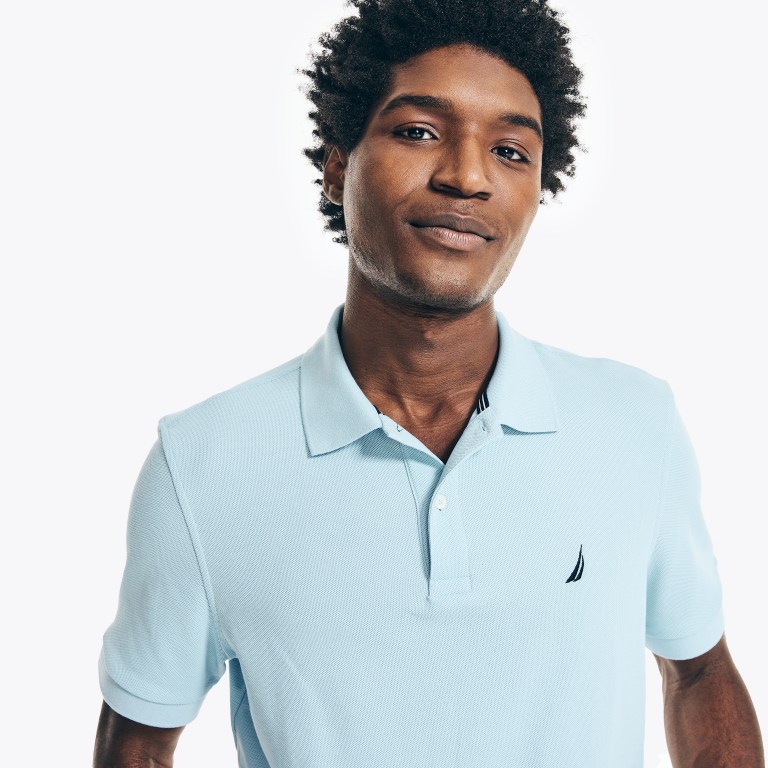 Men's Nautica Sustainably Crafted Deck Polo Shirts Blue | KMJTe6Xa