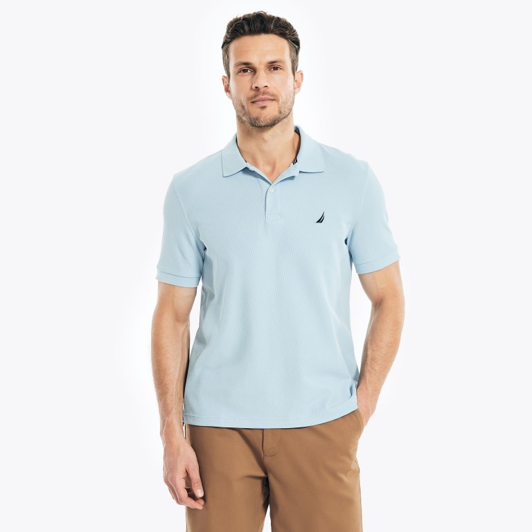 Men\'s Nautica Sustainably Crafted Deck Polo Shirts Blue | KMJTe6Xa